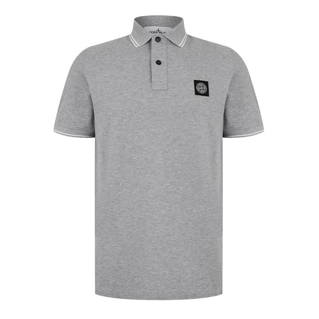 Stone Island Tipped Badge Logo Polo Shirt - Grey
